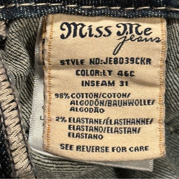 Miss Me Gold Embellished Skinny Style NO:JE8039CKR Size 28 - Picture 8 of 15